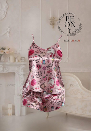 ست تاپ و شلوارک ساتن peony